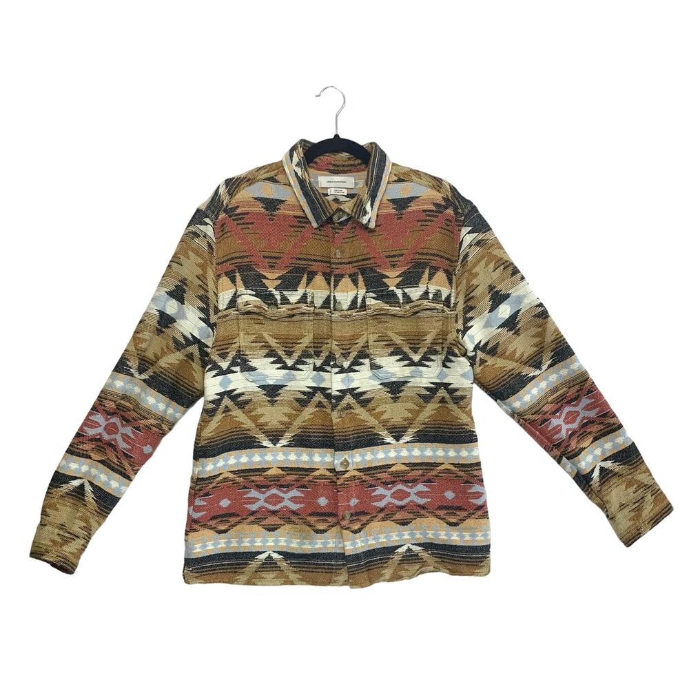 Urban Outfitters Aztec Empire Jacquard Woven Shacket Men's Sz S Multicolor - Picture 2 of 9